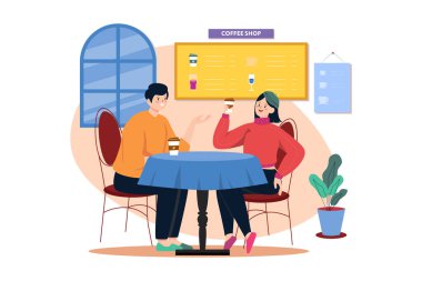 Bir kafede kahve içme Çift