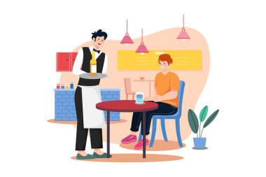 Garson, beyaz arka planda Şişeyi Erkek Resimlerine Getir