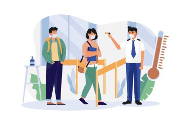 School Security Temperature Check Illustration concept on white background