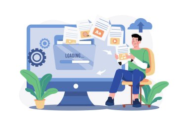 Beyaz arkaplanda Veri Aktarımı İllüstrasyon kavramı