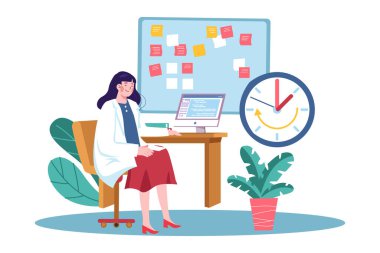 Doctor Checked His Schedule Illustration concept on white background