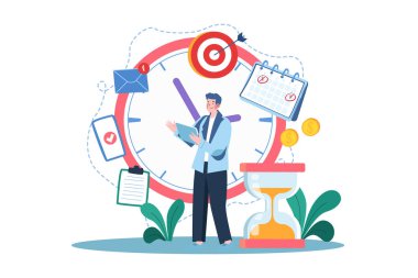 Businessman With His Schedule Illustration concept on white background