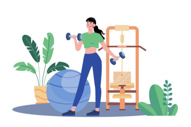 Girl Doing Exercise Illustration concept on white background