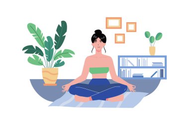 Girl Doing Yoga Illustration concept on white background