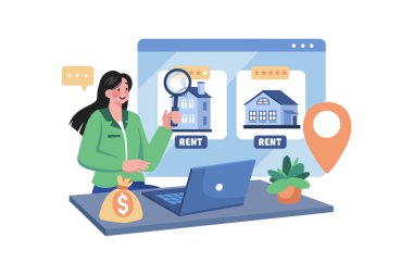 A Woman Finding A House For Rent Online