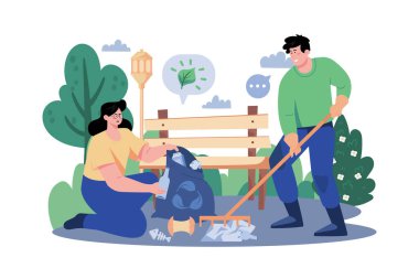 Volunteers Are Collecting Garbage In The Park