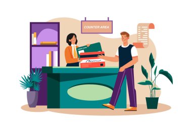 Customer Service Staff at the Office Counter Area Receive Credit Card