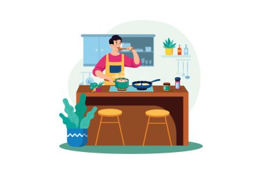 Cooking & Kitchen Illustration concept. A flat illustration isolated on white background