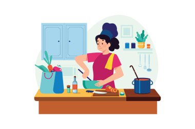 Cooking & Kitchen Illustration concept. A flat illustration isolated on white background