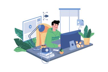 Freelance Designer Illustration concept on white background