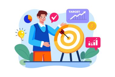 Adam iş hedefi üzerinde çalışıyor.