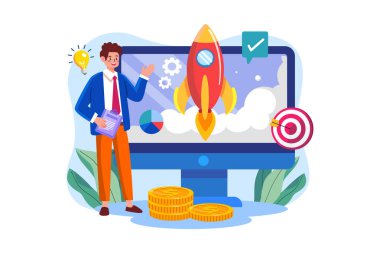 Girişimcilik üzerine çalışan bir işadamı