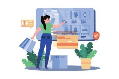 Alışverişkolik, çevrimiçi bir mağazadan alışveriş yapıyor.