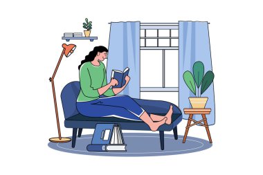 Karantina sırasında roman okuyan bir kız