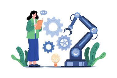 Beyaz arkaplanda Otomasyon Makinesi Resmetme kavramı