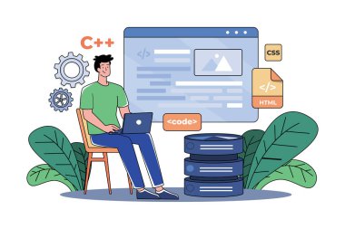 Beyaz arkaplanda Web Kodlama Çizimi kavramı