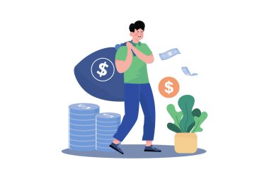 Bir çanta dolusu para taşıyan adam