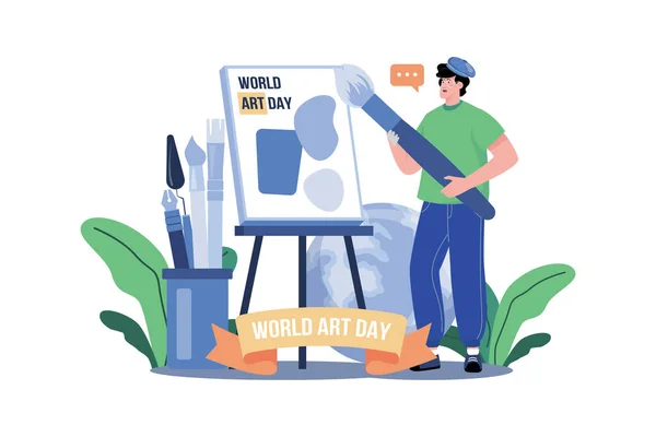 Παγκόσμια Ημέρα Τέχνης Εικονογράφηση Έννοια Λευκό Φόντο — Διανυσματικό Αρχείο