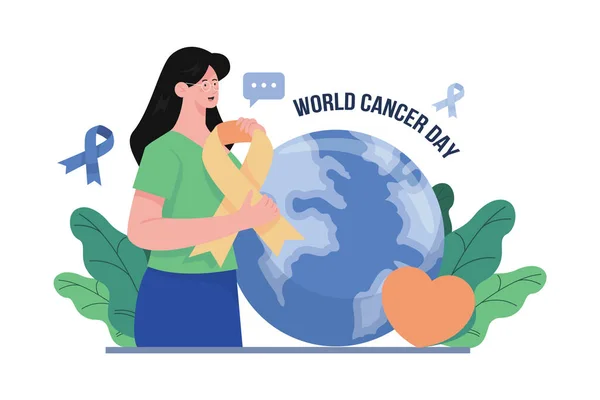 Παγκόσμια Ημέρα Κατά Του Καρκίνου Εικονογράφηση Έννοια Λευκό Φόντο — Διανυσματικό Αρχείο