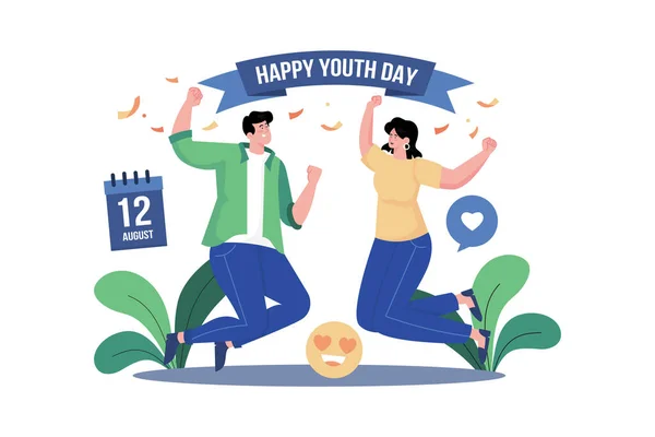 Ευτυχισμένη Ημέρα Της Νεολαίας Εικονογράφηση Έννοια Λευκό Φόντο — Διανυσματικό Αρχείο