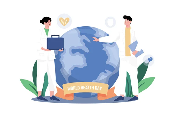 Wereldgezondheidsdag Illustratie Concept Witte Achtergrond — Stockvector