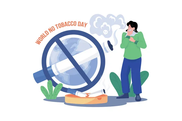 Παγκόσμια Ημέρα Κατά Του Καπνίσματος Εικονογράφηση Έννοια Λευκό Φόντο — Διανυσματικό Αρχείο