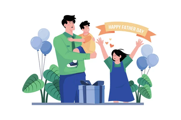 Happy Father Day Concepto Ilustración Sobre Fondo Blanco — Archivo Imágenes Vectoriales