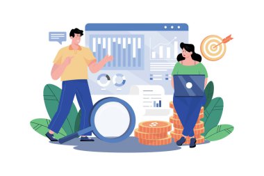 Beyaz arka planda İş Geliri İzleme Çizimi konsepti