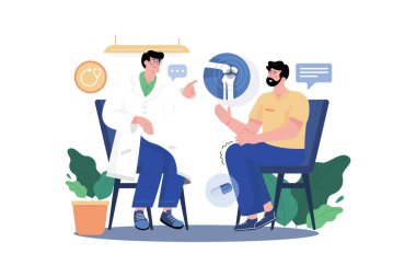 Doktor, erkek bir hastaya danışmanlık yapar.