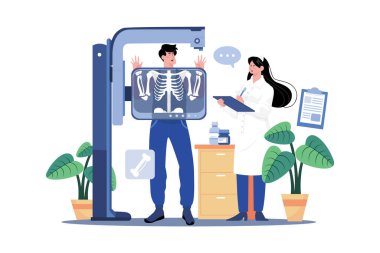Hasta Vücut X-Ray Görüntü konsepti beyaz arkaplan