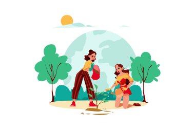 Beyaz arka planda Ormanı Koruma Çizimi