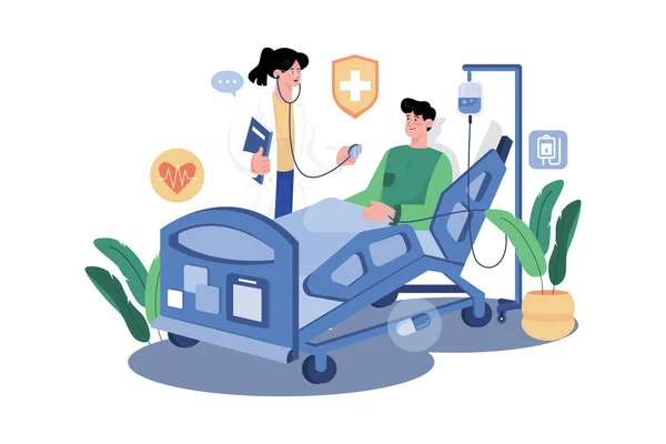 Médecin Vérifiant Patient Dans Hôpital — Image vectorielle