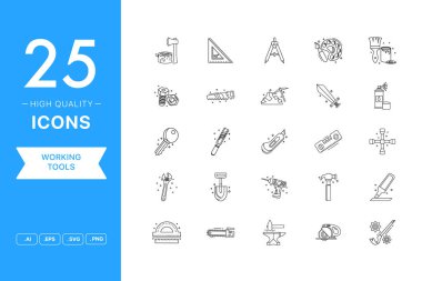 Çalışan Araç simgelerinin vektör kümesi