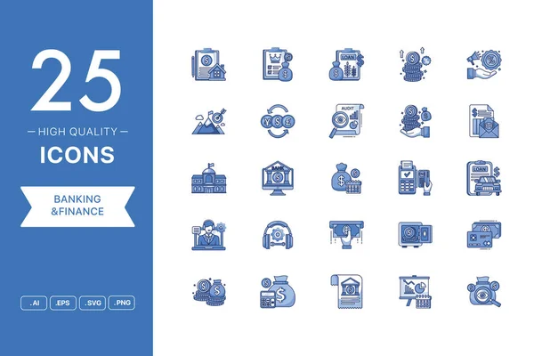 Vector Set Banking Finance Icons — Stock Vector