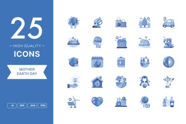 Doğa Ana Dünya Günü simgelerinin vektör kümesi