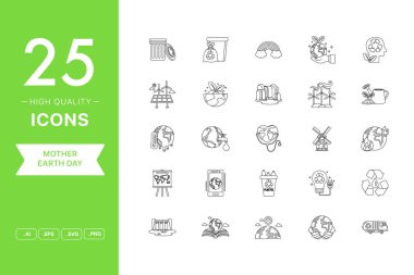 Doğa Ana Dünya Günü simgelerinin vektör kümesi