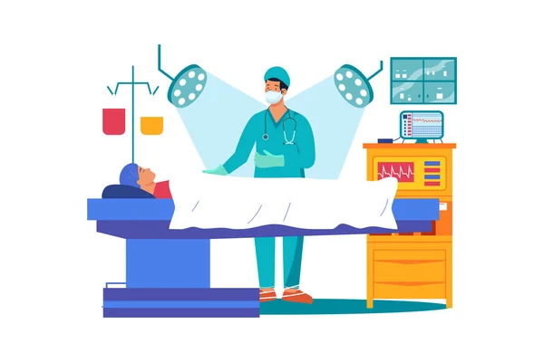 Ιατρική Επαγγελματική Πολλαπλή Εργασία Κατά Διάρκεια Μιας Χειρουργικής Επέμβασης Για — Διανυσματικό Αρχείο