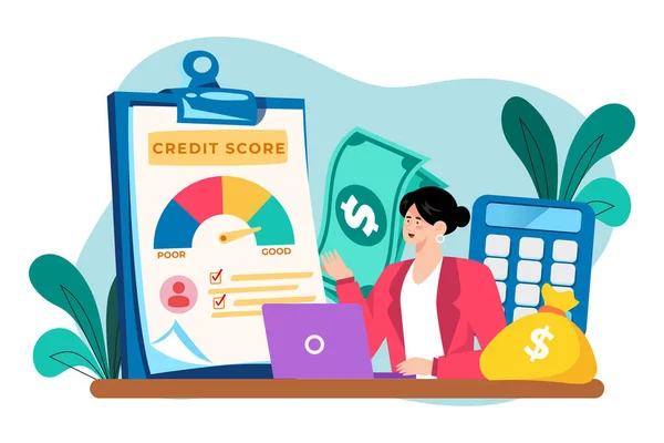Kredietscores Bepalen Kredietwaardigheid Van Kredietnemers Aan Kredietverstrekkers — Stockvector