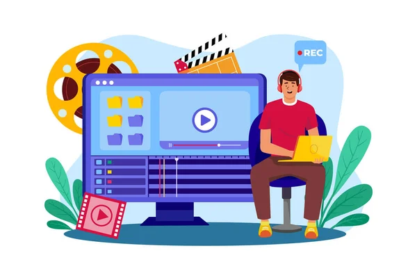 Videoproducenter Skapar Videoinnehåll För Reklamkampanjer Inklusive Reklamfilmer Och Reklamfilmer — Stock vektor