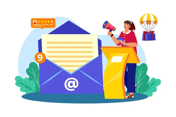 Marketing Mail Rozwijać Realizować Kampanie Marketingowe Mail Aby Skierować Klientów — Wektor stockowy