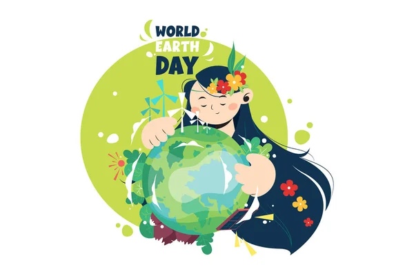 World Earth Day Illustration Concept White Background — Stock Vector