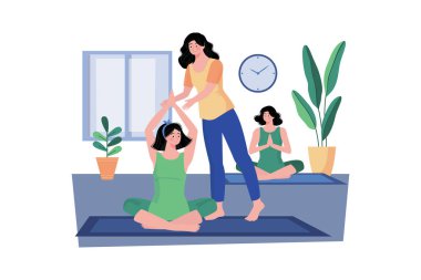 Yoga ve meditasyon seanslarına öncülük eden sağlık inziva personeli.