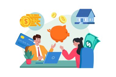 Yatırım bankacısı müşterilere yatırım tavsiyesi ve hizmetleri sağlıyor.