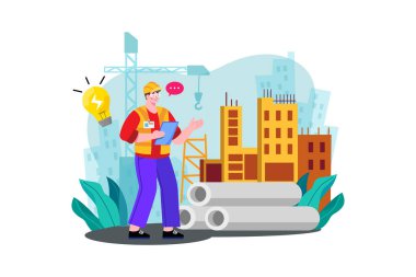 Bir inşaat şirketi şehirde yeni bir konut kompleksi inşa ediyor..