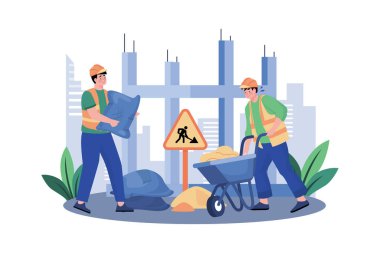 İnşaat ekibi gökdelenin temelini attı.