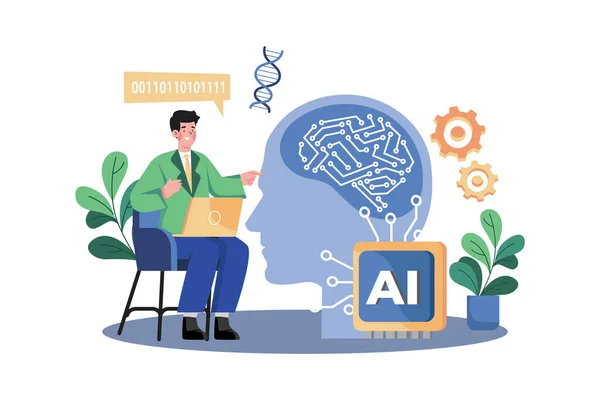 Neural Networks Simulate Human Brain Learning — Stock Vector