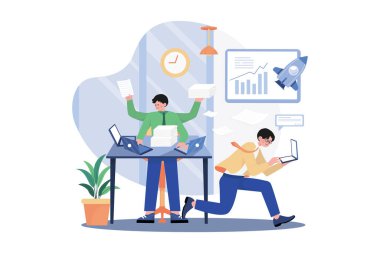 Bir grup adam dizüstü bilgisayarla bir proje yürütüyor.