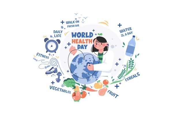 Παγκόσμια Ημέρα Υγείας Εικονογράφηση Έννοια Λευκό Φόντο — Διανυσματικό Αρχείο