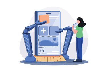 Mobil UI tasarımı beyaz arkaplan üzerine illüstrasyon kavramı