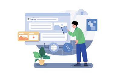 Beyaz arkaplan üzerindeki Bağlantı Bina Resimleri konsepti